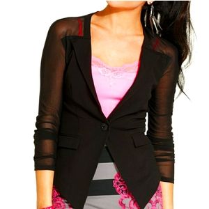 Black blazer with mesh sleeves